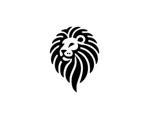 Lion head logo, lion head icon, lion face logo. Simple silhouette. Flat style. Logo design template.