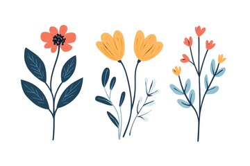 leaves on white background. minimal flat design