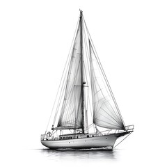 Obraz premium Elegant Sailboat Sketch Against a White Background