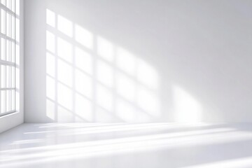 Fototapeta premium Minimalist White Room with Natural Light and Shadows