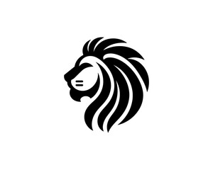 Lion head logo, lion head icon, lion face logo. Simple silhouette. Flat style. Logo design template.