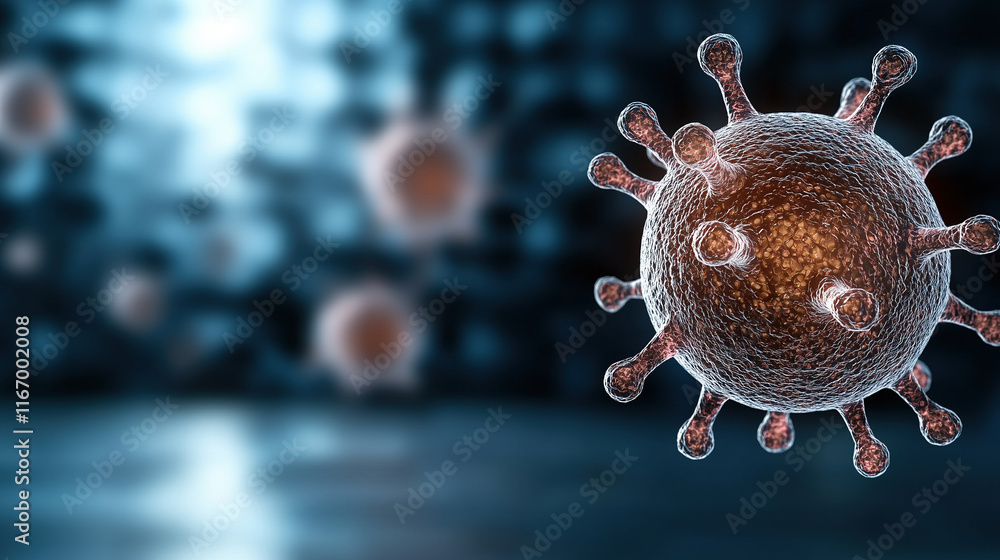 Poster high resolution depiction of virus with detailed structure and texture
