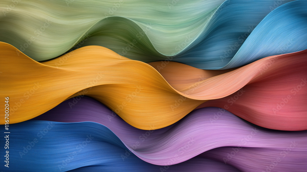 Poster vibrant waves of color create dynamic and artistic abstract design