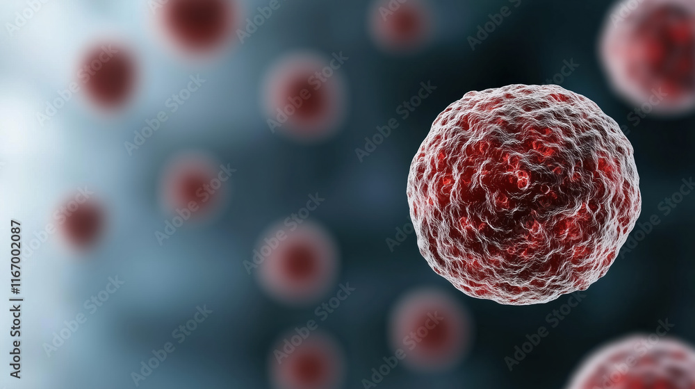 Poster artistic representation of cell with highlighted details and textures