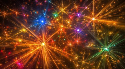 Colorful fireworks exploding in the night sky, abstract background.