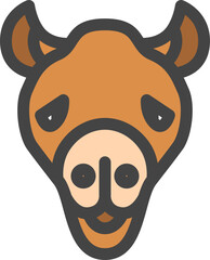 カラー動物の単品アイコン　ラクダ