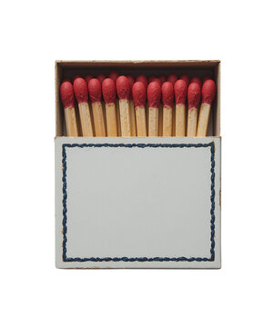 Matchbox isolated, opened matchbox with matchsticks, transparent background