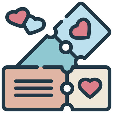 recommend clip art: ticket heart love happy travel filled outline icon
