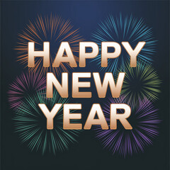 an illustration of a text effect of Happy New Year with colorful background