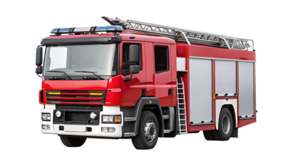 modern fire engine truck isolated on a white background PNG.AI GENERATED