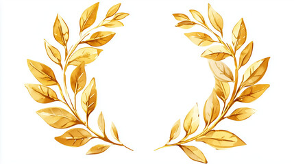 Watercolor gold laurel wreath