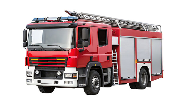 modern fire engine truck isolated on a white background PNG.AI GENERATED
