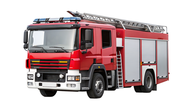 modern fire engine truck isolated on a white background PNG.AI GENERATED