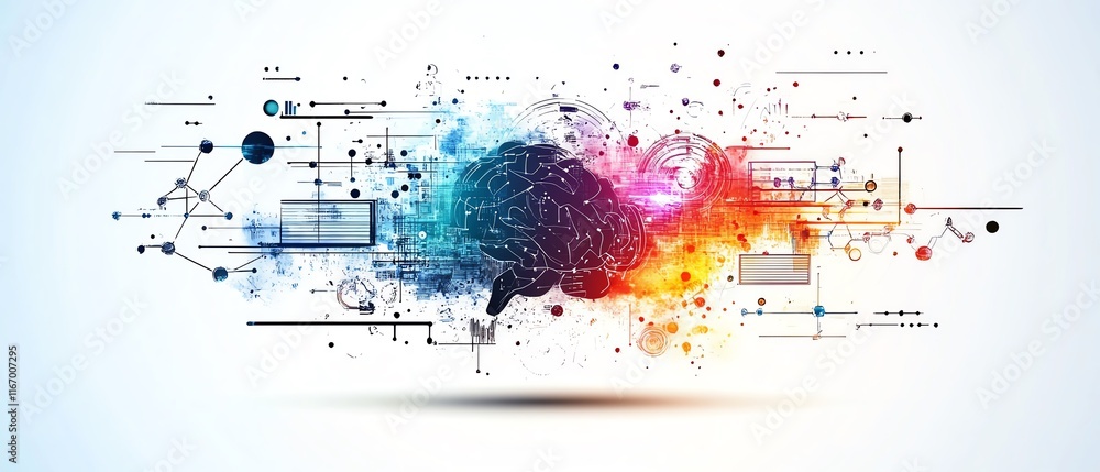 Poster abstract education sketch combined with modern technology and innovative learning methods, creating 