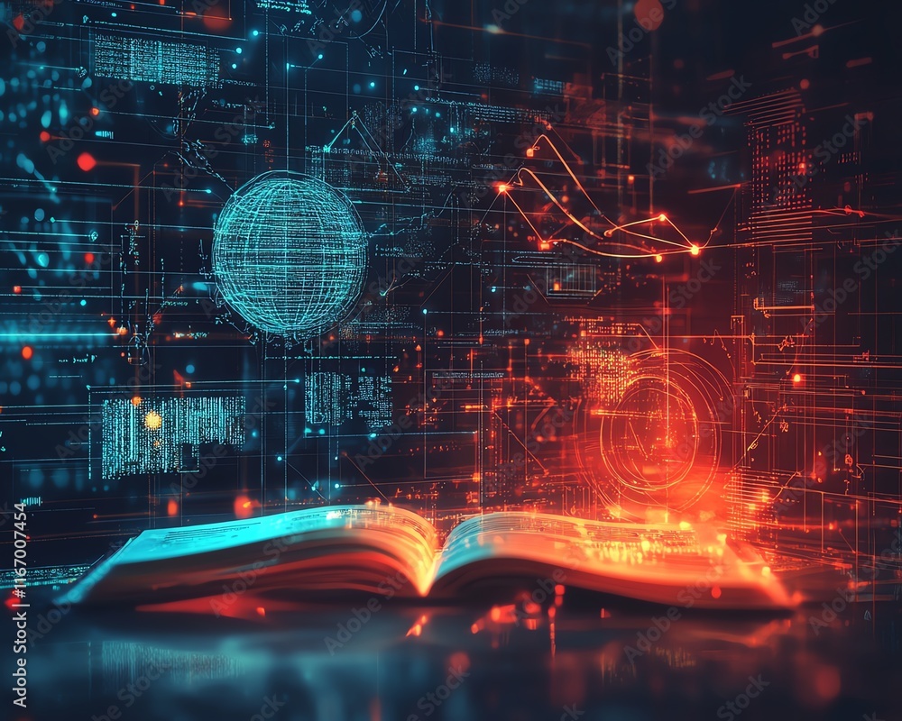 Poster abstract technology background with an education sketch, showcasing modern technology and innovative