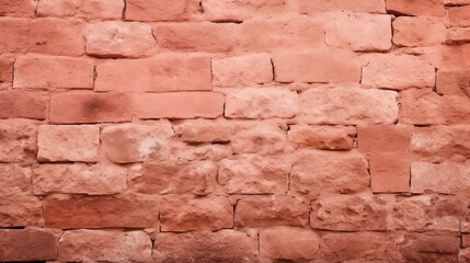 Fototapeta premium Rustic stone wall with natural colors, space on the right, ambient light, light coral background,generative ai illustration