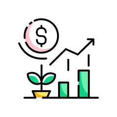 Line icon graph. data, bars and economic growth elements for business infographics. visualization of data statistics and analytics. isolated on white background. vector illustration
