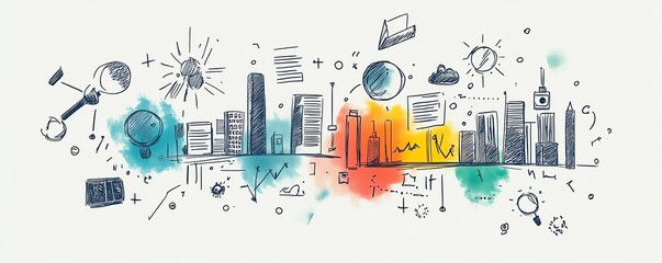 Visually stimulating abstract design with an education sketch, combining modern technology and innovative learning methods, perfect for education technology websites