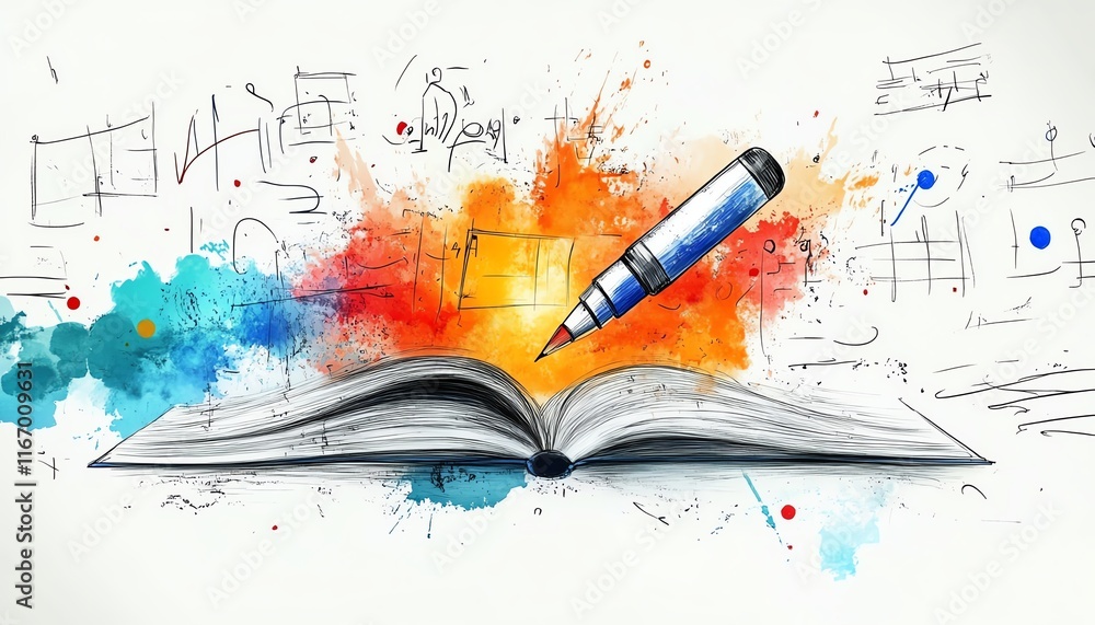 Poster abstract background with a complex education sketch, merging cuttingedge technology with innovative 