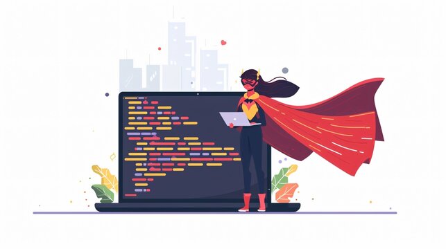 Empowering Programming Skills - Superhero Woman Cape Image