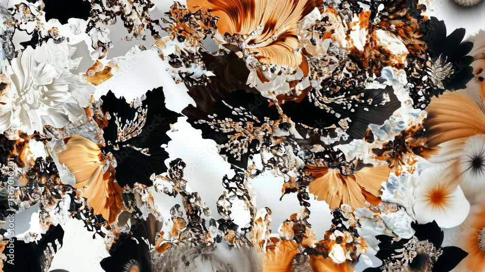 Poster floral abstract design featuring vibrant colors and intricate patterns in a modern art style