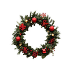 a wreath with red balls hanging on a wall PNG image, PNG file, Generative art.