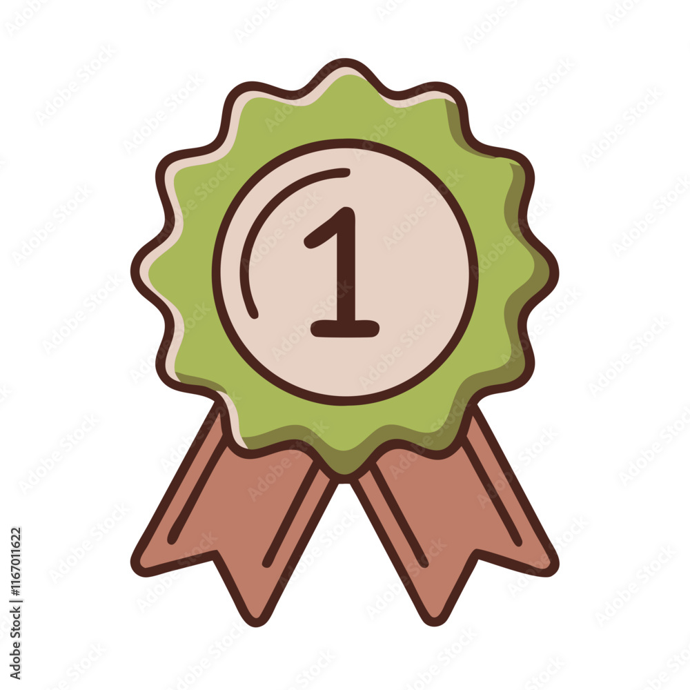 Canvas Prints Green award ribbon icon with number one