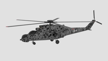 Fototapeta premium army helicopter take off with white background