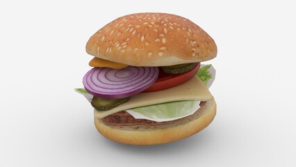 burger or hamburger on white background