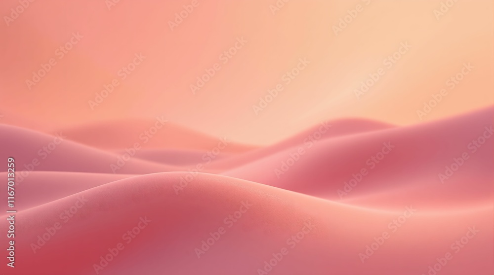 Poster soft, abstract landscape with smooth, flowing waves in shades of pink and orange. the background is 