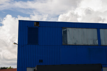 Ventilation duct of a blue warehouse.