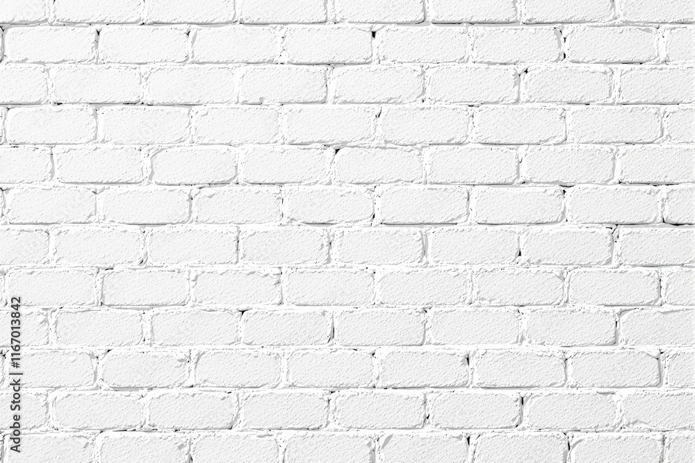 Poster white brick wall with a textured surface, seamless and uniform pattern on a white background. concep