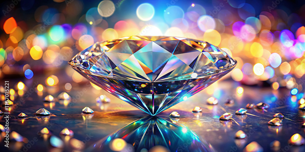 Poster a dazzling gemstone is prominently displayed, surrounded by small crystal fragments and reflecting v