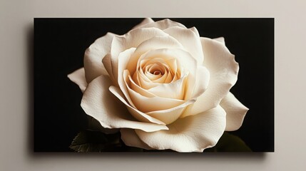 Modern Tribute Card with Elegant White Rose on Matte Black Background