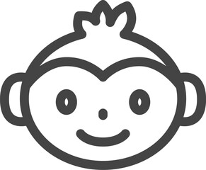 線画動物の単品アイコン　猿