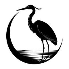 Egret Silhouette vector illustration