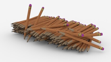 pencils on white background