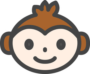 カラー動物の単品アイコン　猿