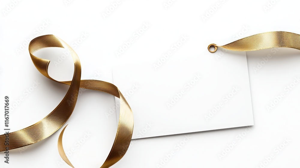 Poster elegant price tag with ribbon detail white background product showcase minimalist design close-up pe