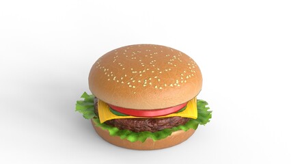 simple burger on white background