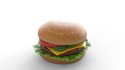 simple burger on white background
