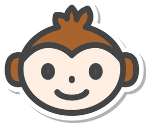 ステッカー風動物の単品アイコン　猿