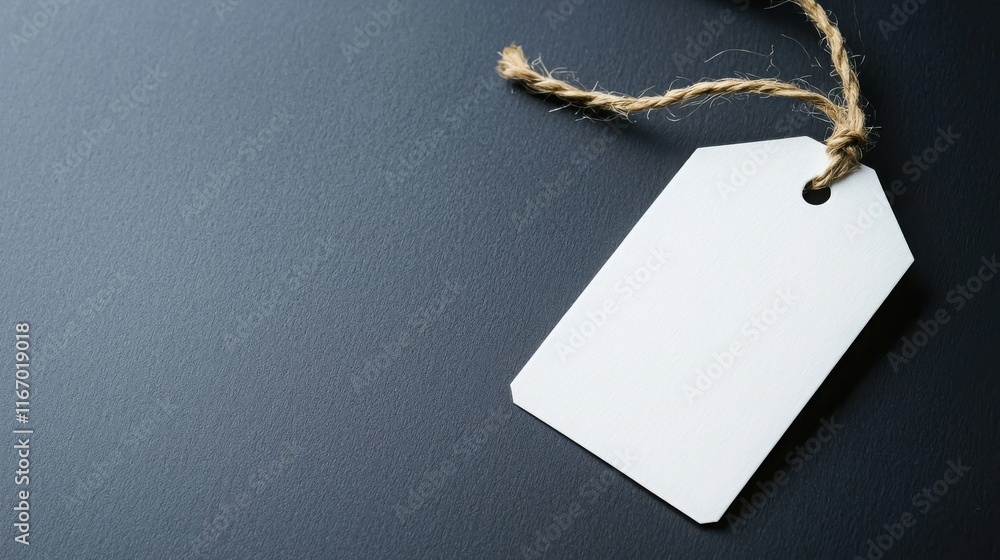Poster simple paper tag with folded edge on black background stationery item minimalist design studio setti