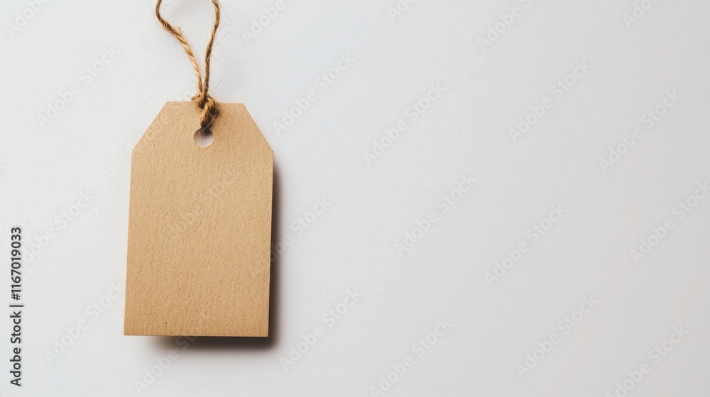 Poster simple paper tag with folded edge on white background product photography studio setting minimalisti