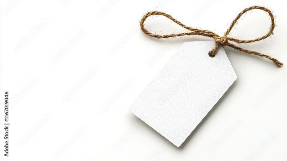 Poster simple retail tag with perforated edges minimalist design clean environment product display close-up