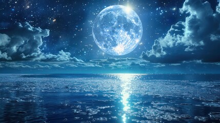 Full Moon Over Ocean