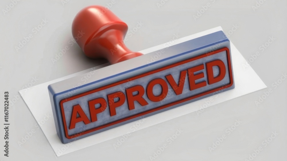 Poster a red stamp with the word 