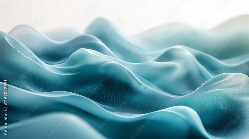 Poster abstract digital waves in teal and blue tones with a 3d effect. a sleek background ideal for innovat