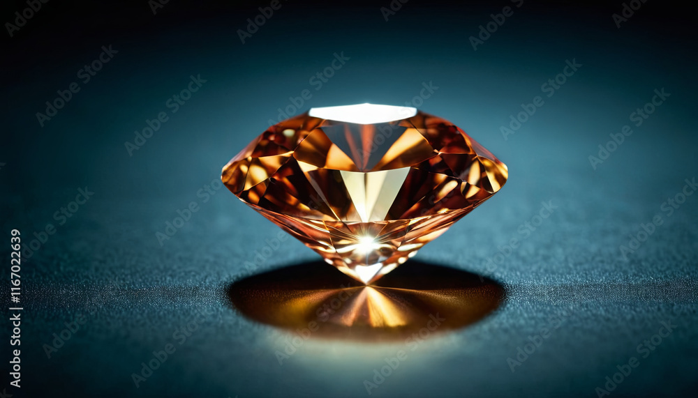 Poster A stunning brown diamond is showcased on a dark backdrop. The facets of the gem catch the light, creating an elegant shimmering effect that highlights its unique color and shape