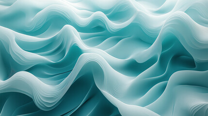Obraz premium Abstract digital waves in teal and blue tones with a 3D effect. A sleek background ideal for innovative and tech-inspired designs. 